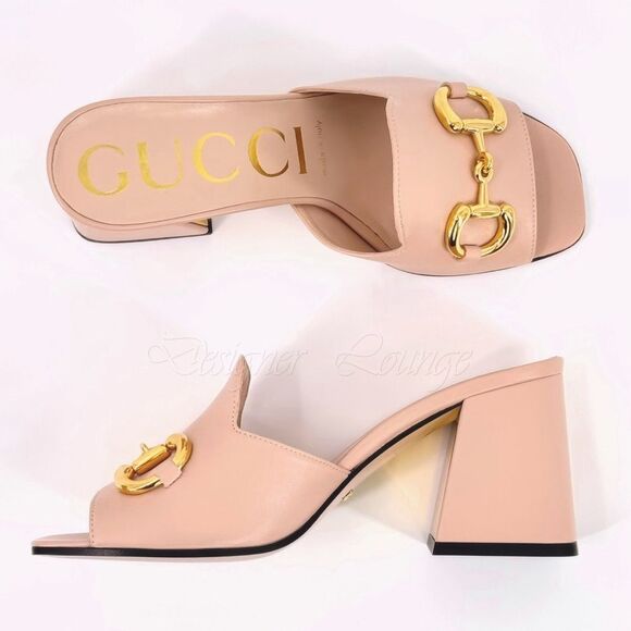 Brand new with box Gucci Pink and Gold Mules with Iconic Horsebit size 10.5 - Picture 1 of 10